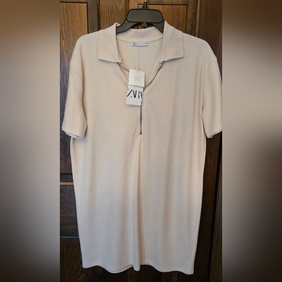 Zara Dresses & Skirts - NWT  Zara Women's Cream Polo  Quarter  Zip Dress Size Small